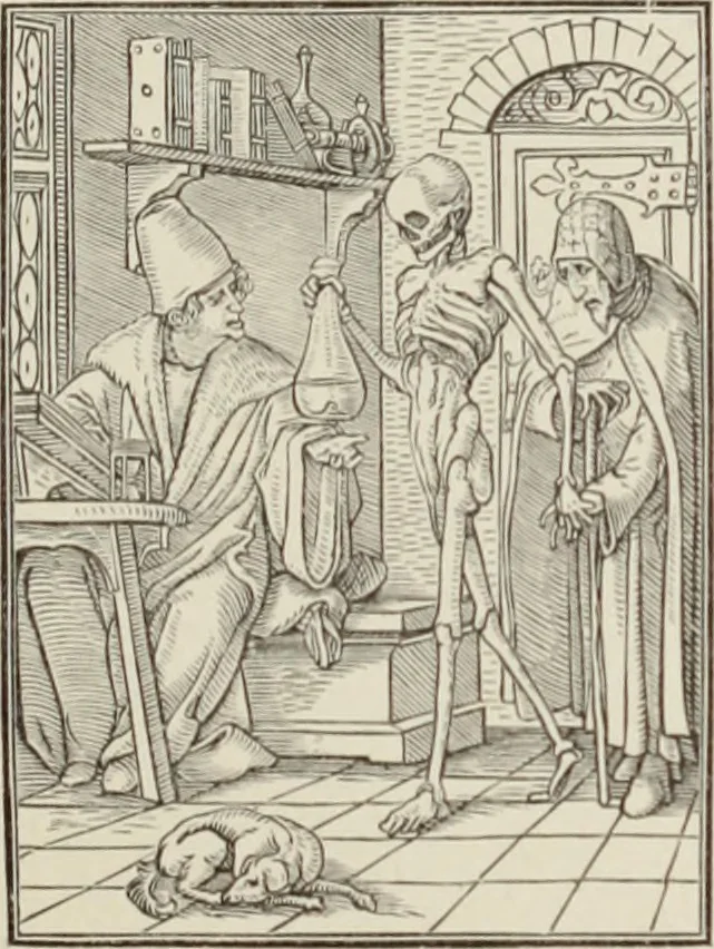 An illustration from Holbeins Totentanz und seine Vorbilder, 1897, leaf 6