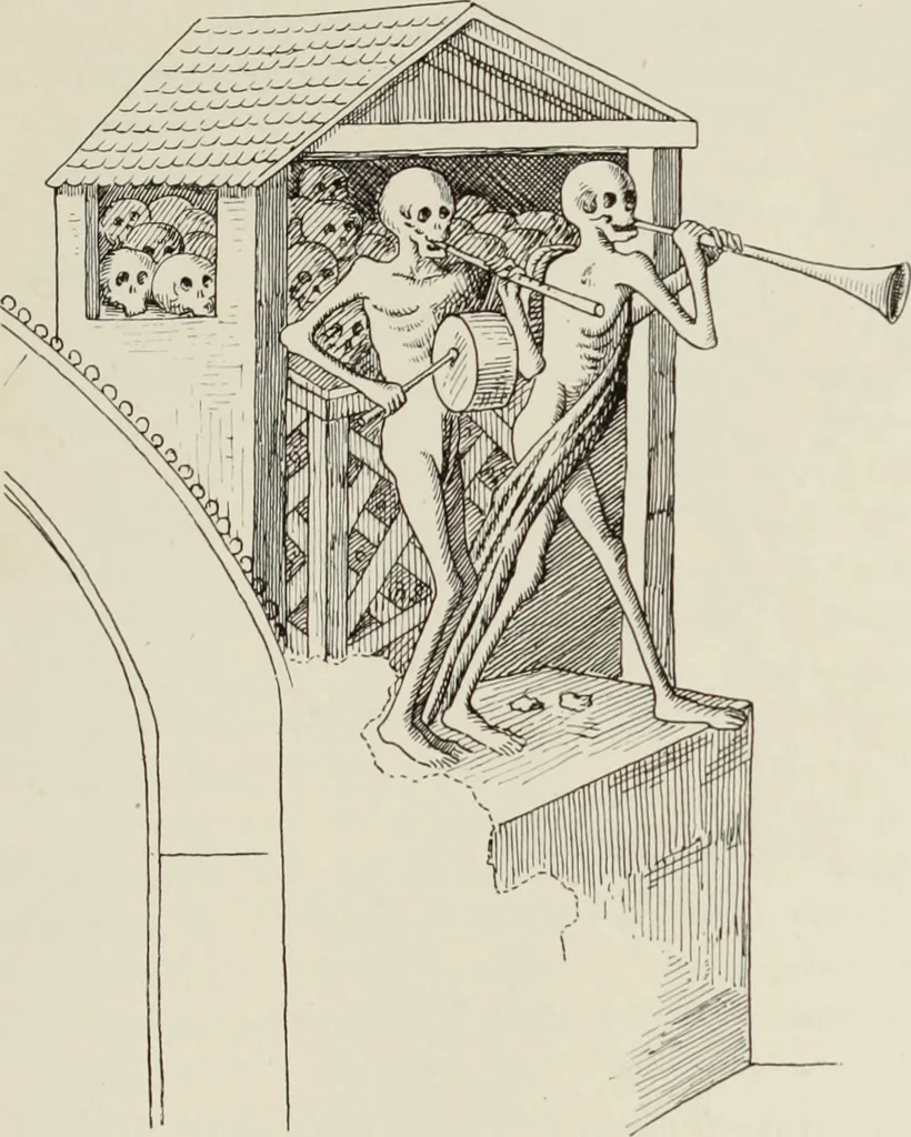 An illustration from Holbeins Totentanz und seine Vorbilder, 1897, leaf 82
