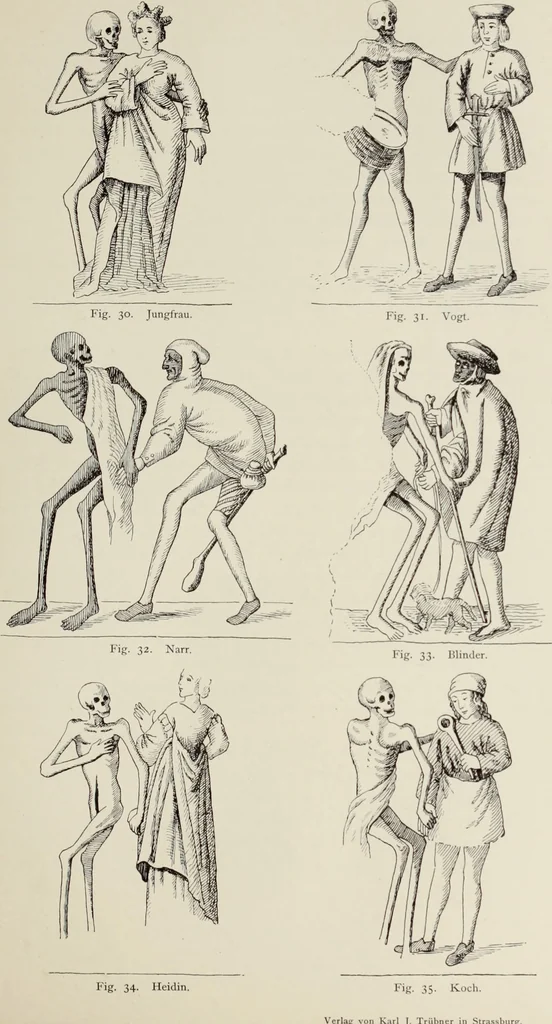 An illustration from Holbeins Totentanz und seine Vorbilder, 1897, leaf 92