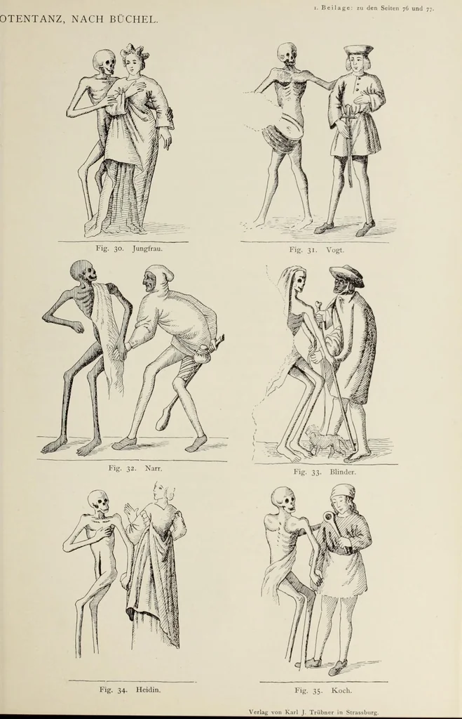 An illustration from Holbeins Totentanz und seine Vorbilder, 1897, leaf 93