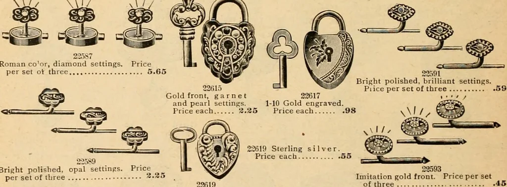 An illustration from Holiday specialties : jewelry, watches, silverware, musical goods, leather goods, sporting goods, etc., 1900, leaf 17