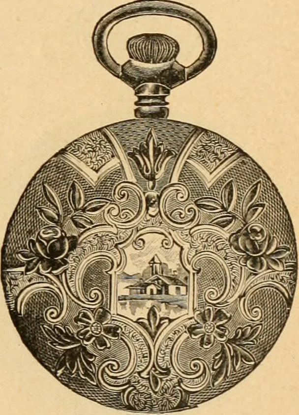 An illustration from Holiday specialties : jewelry, watches, silverware, musical goods, leather goods, sporting goods, etc., 1900, leaf 6