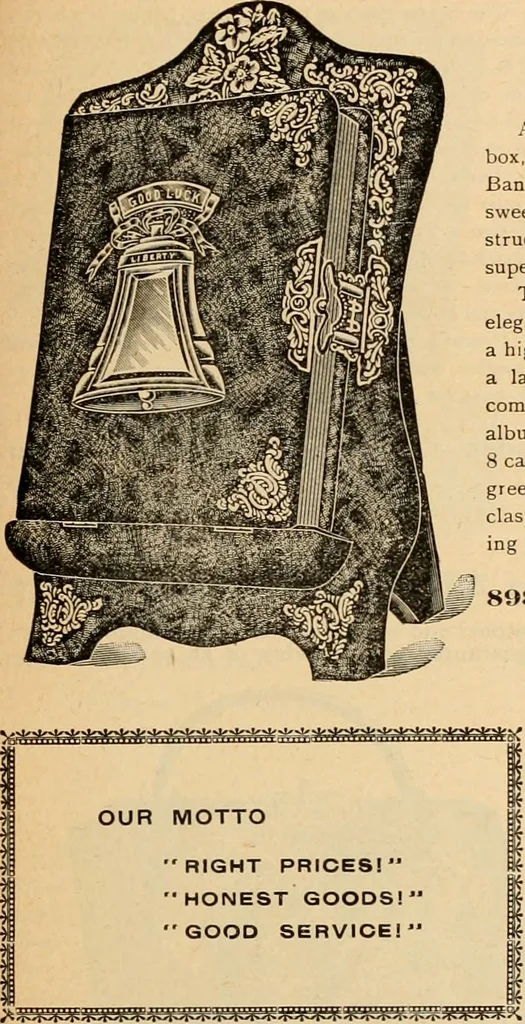 An illustration from Holiday specialties : jewelry, watches, silverware, musical goods, leather goods, sporting goods, etc., 1900, leaf 62