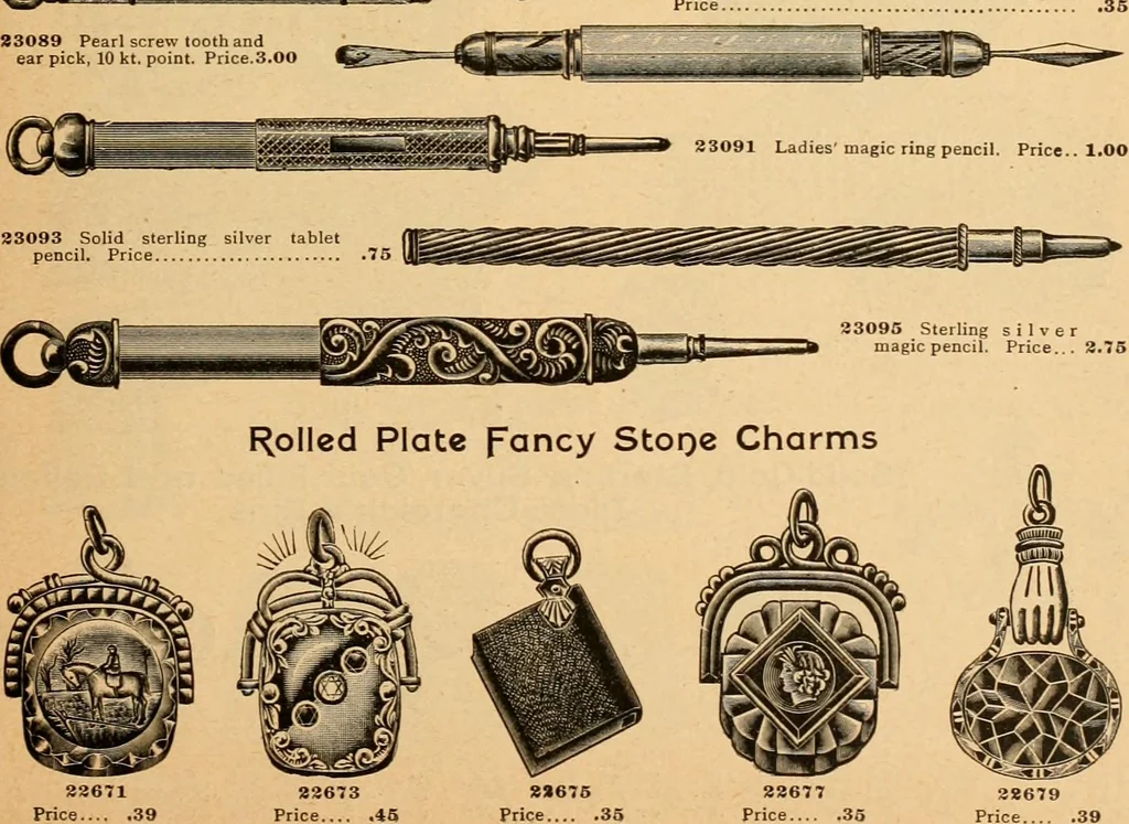 An illustration from Holiday specialties : jewelry, watches, silverware, musical goods, leather goods, sporting goods, etc., 1900, leaf 80