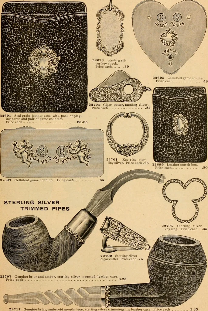 An illustration from Holiday specialties : jewelry, watches, silverware, musical goods, leather goods, sporting goods, etc., 1900, leaf 86