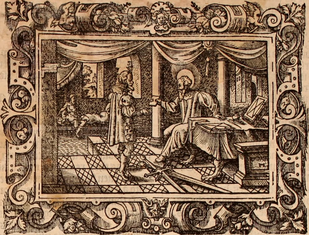 An illustration from The Holie Bible : conteynyng the Olde Testament and the Newe, 1568, leaf 1496