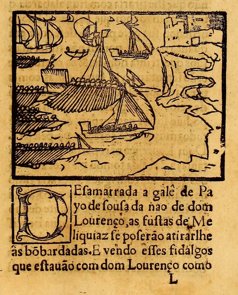 An illustration from Ho liuro primeiro dos dez da historia do descobrimento & conquista da India pelos Portugueses., 1552, leaf 353