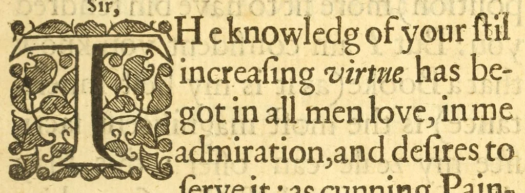 An illustration from The Hollander : a comedy written 1635 and now printed as it was then acted at the Cock-pit in Drury Lane, by Their Majesties Servants, with good allowance : and at the Court before both Their Majesties, 1640, leaf 9