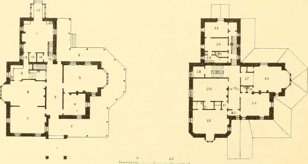 An illustration from Holly's country seats: containing lithographic designs for cottages, villas, mansions, etc., with their accompanying outbuildings; also, country churches, city buildings, railway stations, etc., etc, 1863, leaf 183