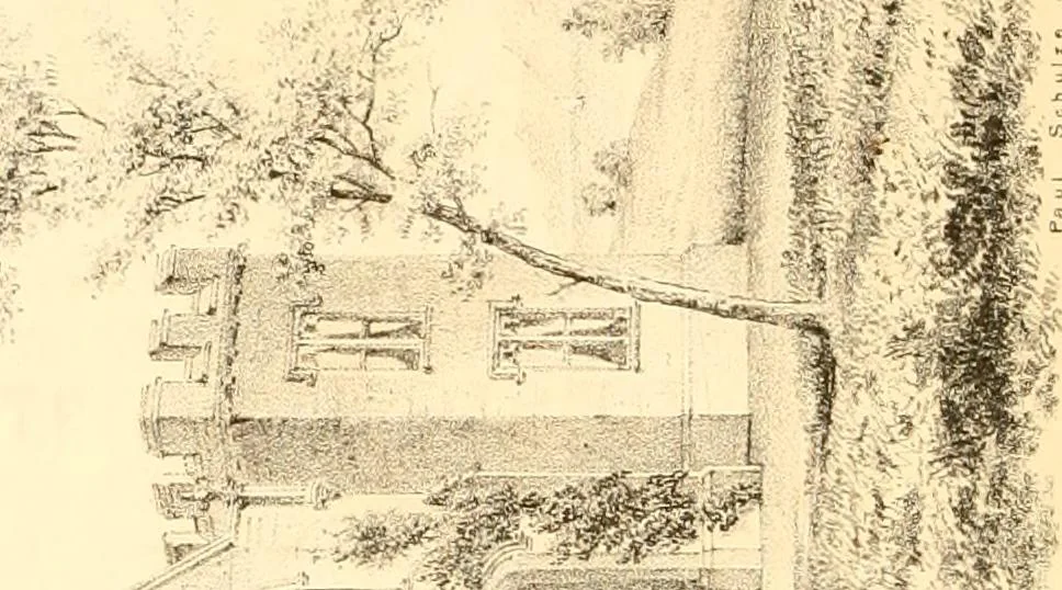 An illustration from Holly's country seats: containing lithographic designs for cottages, villas, mansions, etc., with their accompanying outbuildings; also, country churches, city buildings, railway stations, etc., etc, 1863, leaf 217
