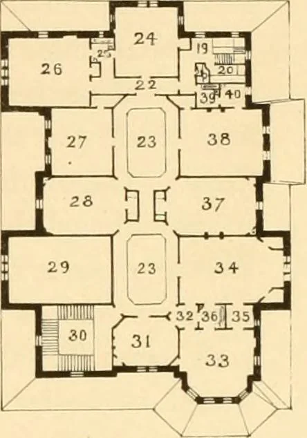 An illustration from Holly's country seats: containing lithographic designs for cottages, villas, mansions, etc., with their accompanying outbuildings; also, country churches, city buildings, railway stations, etc., etc, 1863, leaf 226