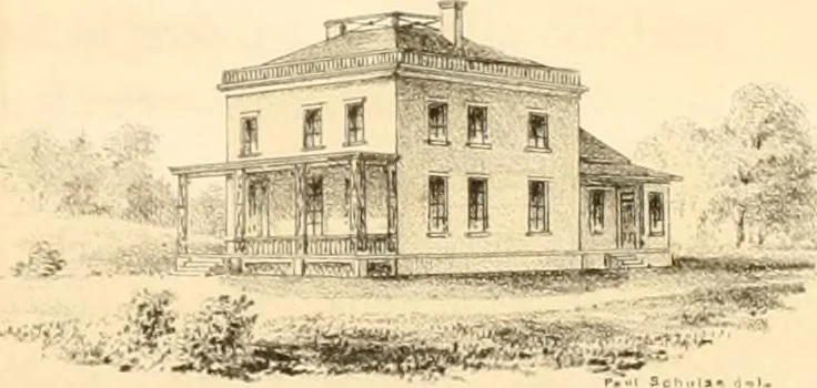 An illustration from Holly's country seats: containing lithographic designs for cottages, villas, mansions, etc., with their accompanying outbuildings; also, country churches, city buildings, railway stations, etc., etc, 1863, leaf 226
