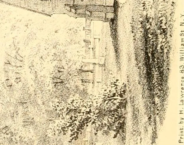 An illustration from Holly's country seats: containing lithographic designs for cottages, villas, mansions, etc., with their accompanying outbuildings; also, country churches, city buildings, railway stations, etc., etc, 1863, leaf 253