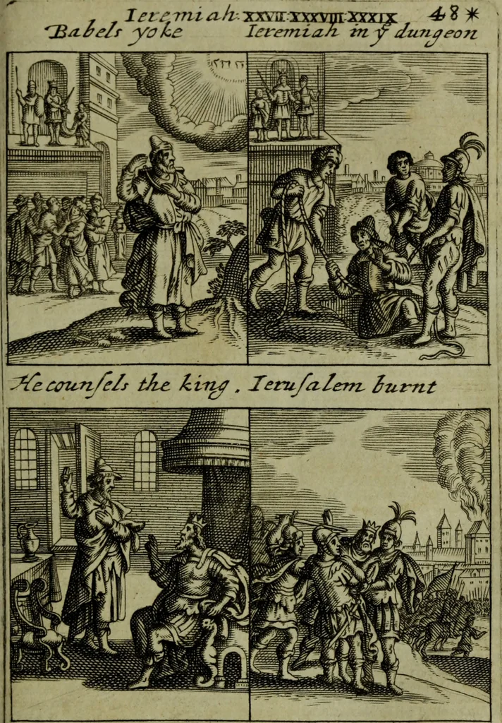 An illustration from The Holy Bible : containing the Old Testament and the New, 1671, leaf 670