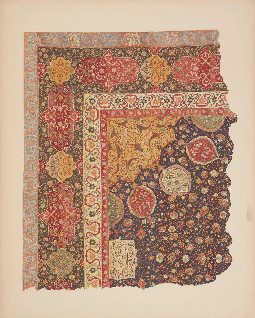 An illustration from The holy carpet of the mosque at Ardebil, 1893, leaf 31