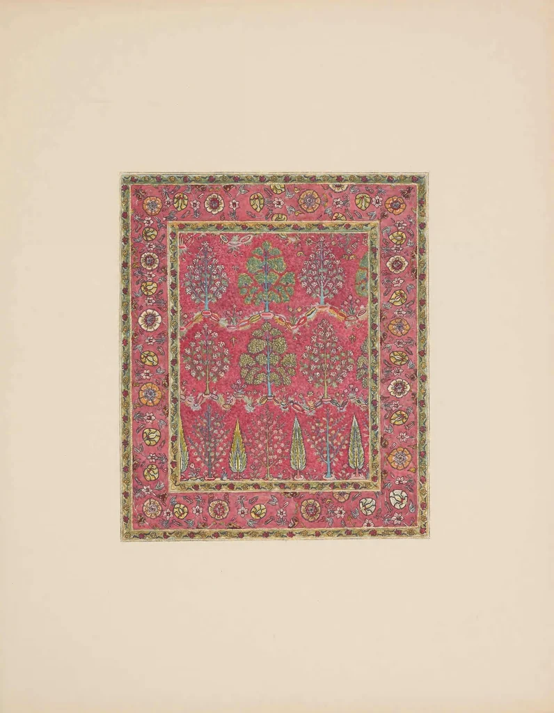 An illustration from The holy carpet of the mosque at Ardebil, 1893, leaf 39
