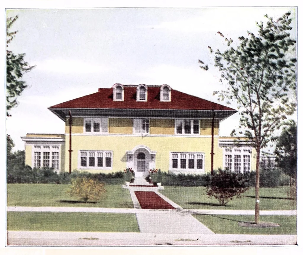 An illustration from The home beautiful elevations : a collections of practical suggestions for beautifying the home, inside and out., 1910, leaf 7