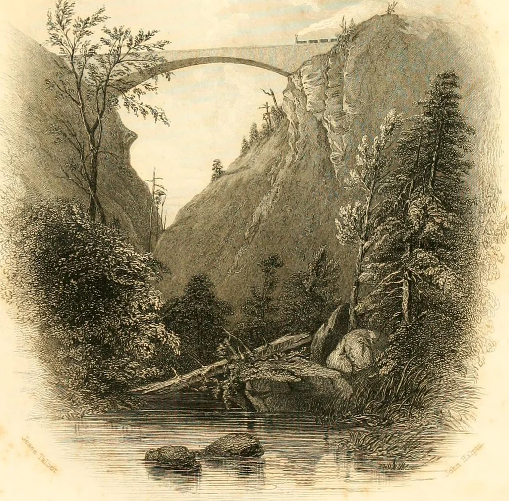 An illustration from The home book of the picturesque, or, American scenery, art, and literature : comprising a series of essays by Washington Irving, W.C. Bryant, Fenimore Cooper, Miss Cooper, N.P. Willis, Bayard Taylor, H.T. Tuckerman, E.L. Magoon, Dr. Bethune, A.B. Street, Miss Field, etc., with thirteen engravings on steel, from pictures by eminent artists, engraved expressly for this work, 1852, leaf 10