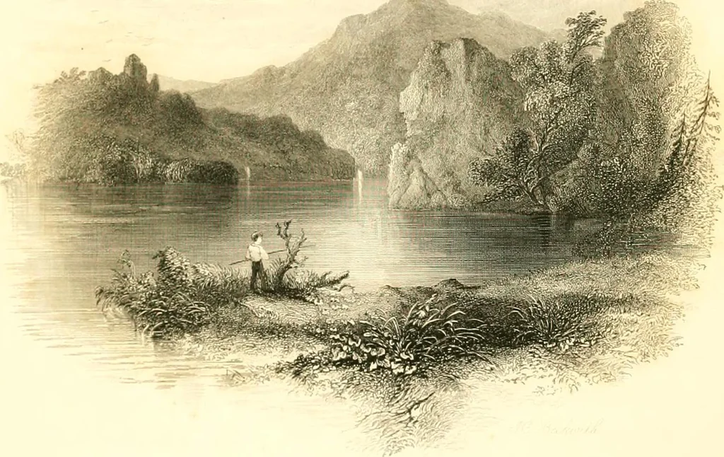 An illustration from The home book of the picturesque, or, American scenery, art, and literature : comprising a series of essays by Washington Irving, W.C. Bryant, Fenimore Cooper, Miss Cooper, N.P. Willis, Bayard Taylor, H.T. Tuckerman, E.L. Magoon, Dr. Bethune, A.B. Street, Miss Field, etc., with thirteen engravings on steel, from pictures by eminent artists, engraved expressly for this work, 1852, leaf 123