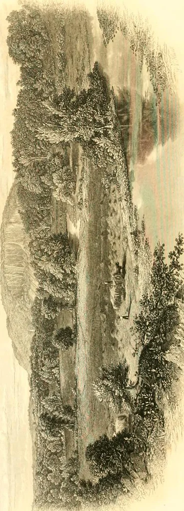 An illustration from The home book of the picturesque, or, American scenery, art, and literature : comprising a series of essays by Washington Irving, W.C. Bryant, Fenimore Cooper, Miss Cooper, N.P. Willis, Bayard Taylor, H.T. Tuckerman, E.L. Magoon, Dr. Bethune, A.B. Street, Miss Field, etc., with thirteen engravings on steel, from pictures by eminent artists, engraved expressly for this work, 1852, leaf 171
