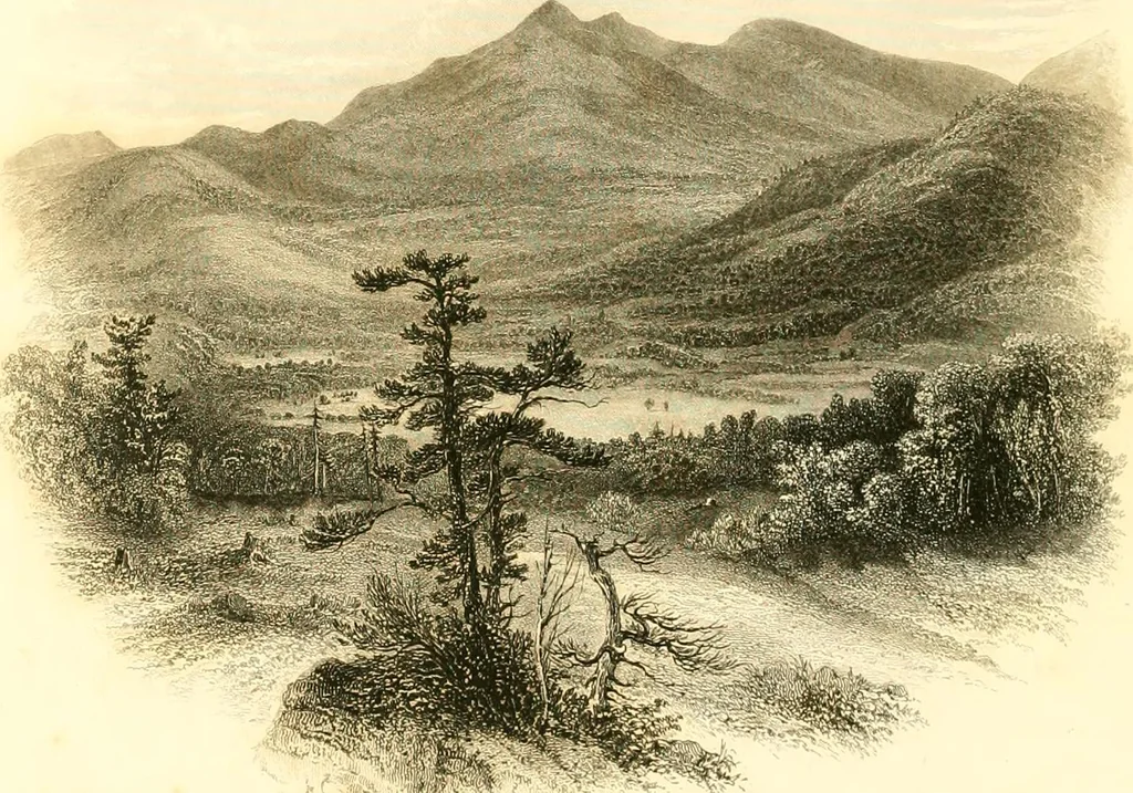 An illustration from The home book of the picturesque, or, American scenery, art, and literature : comprising a series of essays by Washington Irving, W.C. Bryant, Fenimore Cooper, Miss Cooper, N.P. Willis, Bayard Taylor, H.T. Tuckerman, E.L. Magoon, Dr. Bethune, A.B. Street, Miss Field, etc., with thirteen engravings on steel, from pictures by eminent artists, engraved expressly for this work, 1852, leaf 201