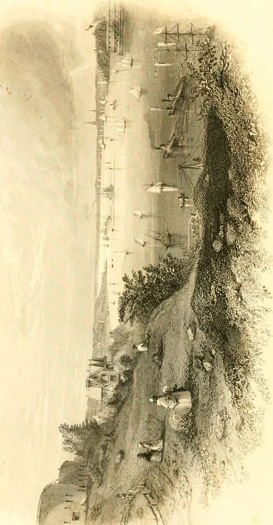 An illustration from The home book of the picturesque, or, American scenery, art, and literature : comprising a series of essays by Washington Irving, W.C. Bryant, Fenimore Cooper, Miss Cooper, N.P. Willis, Bayard Taylor, H.T. Tuckerman, E.L. Magoon, Dr. Bethune, A.B. Street, Miss Field, etc., with thirteen engravings on steel, from pictures by eminent artists, engraved expressly for this work, 1852, leaf 9