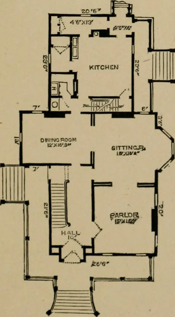 An illustration from Home building. A reliable book of facts, relative to building, living, materials, costs, at about 400 places from New York to San Francisco. Containing 42 plates and 45 original designs of buildings .., 1877, leaf 108