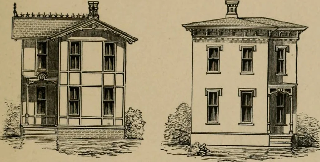 An illustration from Home building. A reliable book of facts, relative to building, living, materials, costs, at about 400 places from New York to San Francisco. Containing 42 plates and 45 original designs of buildings .., 1877, leaf 116