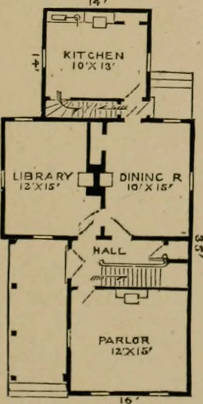 An illustration from Home building. A reliable book of facts, relative to building, living, materials, costs, at about 400 places from New York to San Francisco. Containing 42 plates and 45 original designs of buildings .., 1877, leaf 116