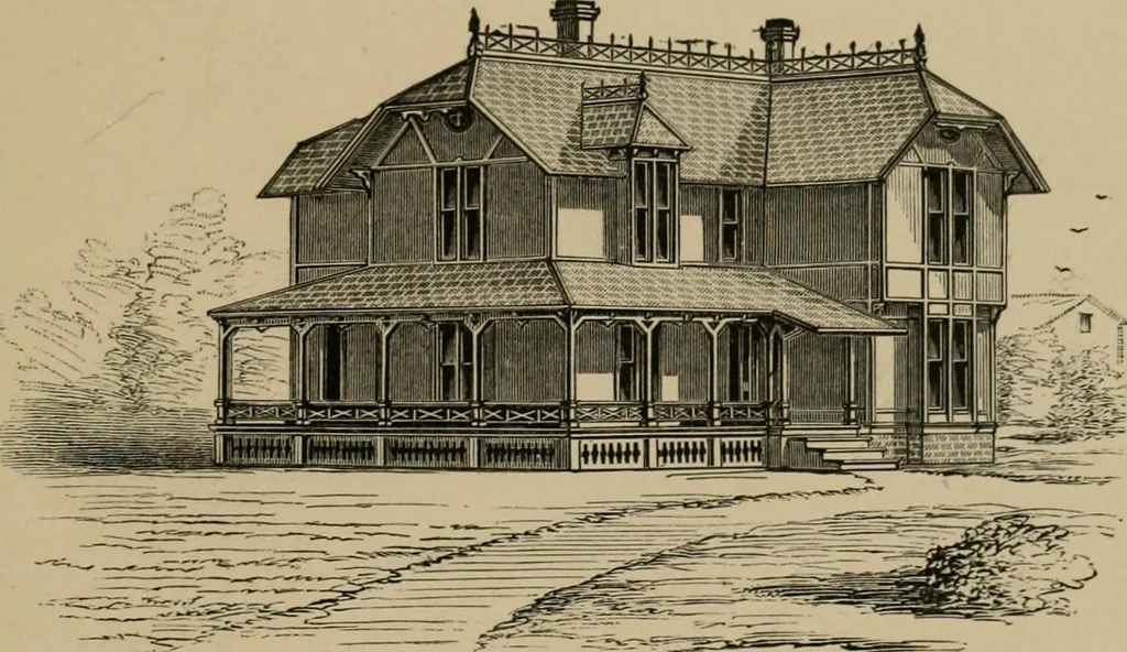 An illustration from Home building. A reliable book of facts, relative to building, living, materials, costs, at about 400 places from New York to San Francisco. Containing 42 plates and 45 original designs of buildings .., 1877, leaf 136