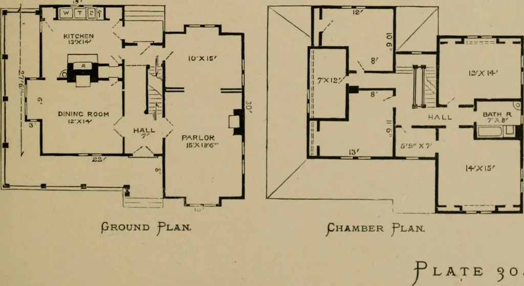 An illustration from Home building. A reliable book of facts, relative to building, living, materials, costs, at about 400 places from New York to San Francisco. Containing 42 plates and 45 original designs of buildings .., 1877, leaf 136