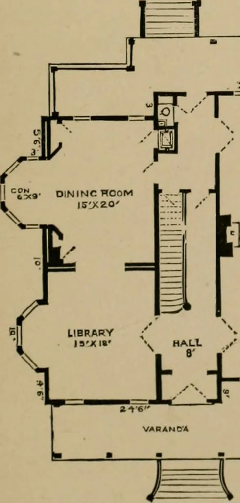 An illustration from Home building. A reliable book of facts, relative to building, living, materials, costs, at about 400 places from New York to San Francisco. Containing 42 plates and 45 original designs of buildings .., 1877, leaf 144