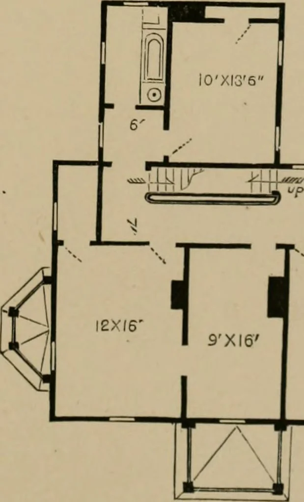 An illustration from Home building. A reliable book of facts, relative to building, living, materials, costs, at about 400 places from New York to San Francisco. Containing 42 plates and 45 original designs of buildings .., 1877, leaf 148