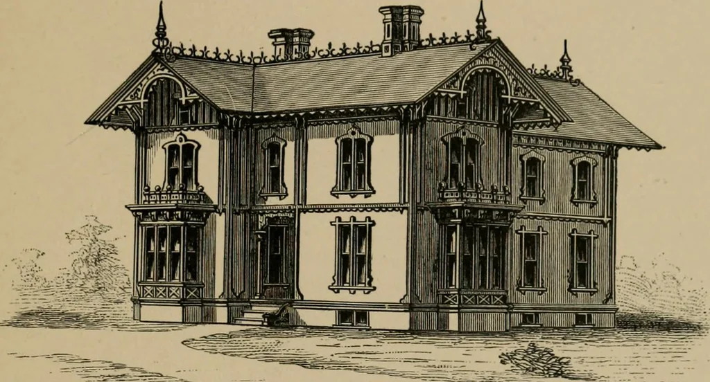 An illustration from Home building. A reliable book of facts, relative to building, living, materials, costs, at about 400 places from New York to San Francisco. Containing 42 plates and 45 original designs of buildings .., 1877, leaf 152