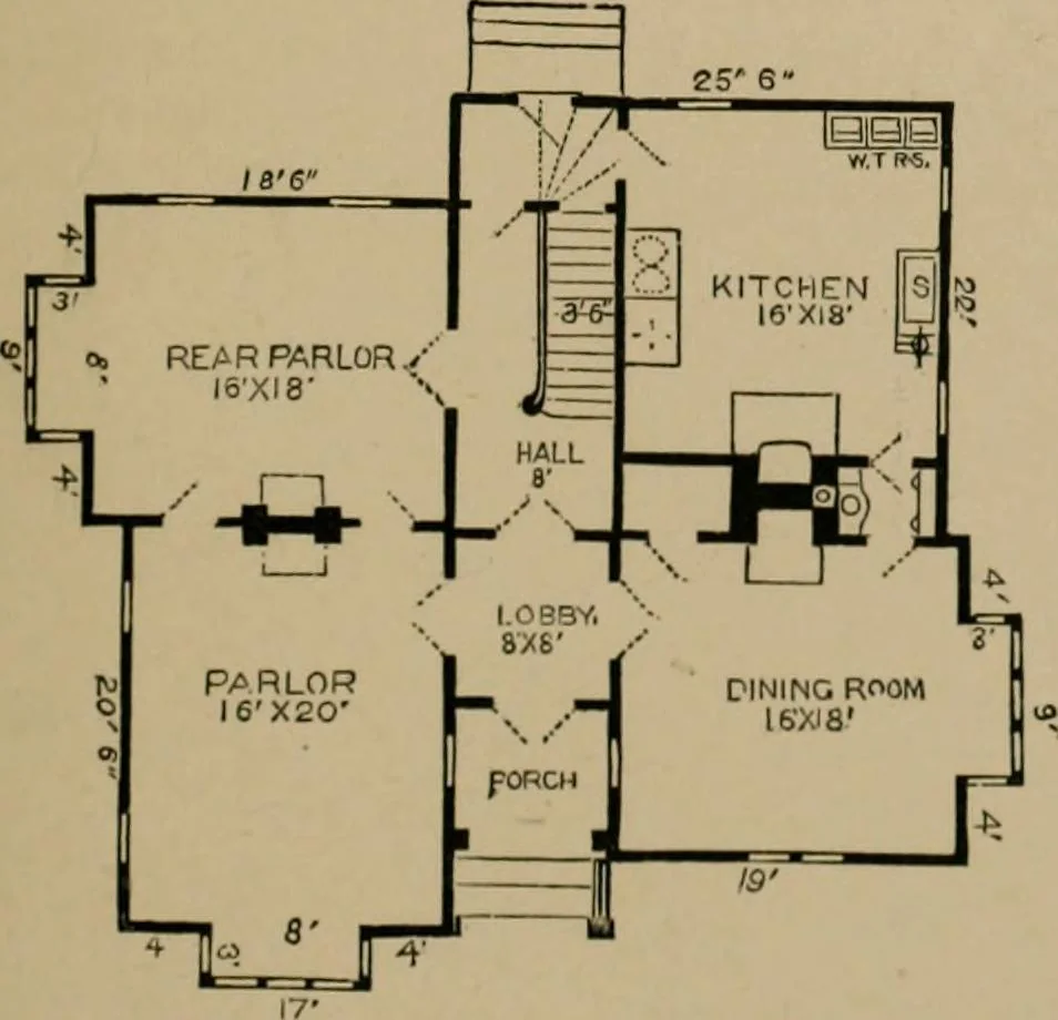 An illustration from Home building. A reliable book of facts, relative to building, living, materials, costs, at about 400 places from New York to San Francisco. Containing 42 plates and 45 original designs of buildings .., 1877, leaf 152