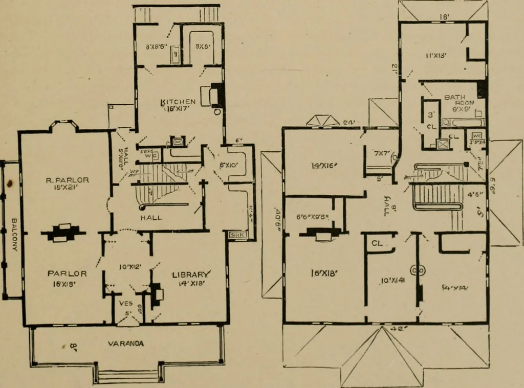 An illustration from Home building. A reliable book of facts, relative to building, living, materials, costs, at about 400 places from New York to San Francisco. Containing 42 plates and 45 original designs of buildings .., 1877, leaf 160