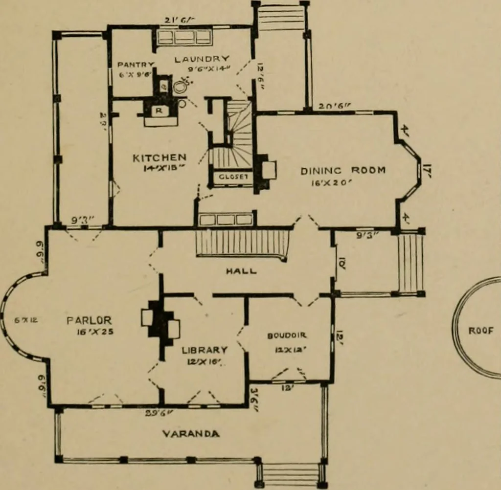 An illustration from Home building. A reliable book of facts, relative to building, living, materials, costs, at about 400 places from New York to San Francisco. Containing 42 plates and 45 original designs of buildings .., 1877, leaf 164