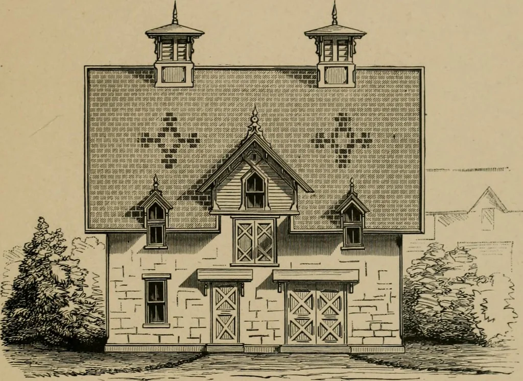 An illustration from Home building. A reliable book of facts, relative to building, living, materials, costs, at about 400 places from New York to San Francisco. Containing 42 plates and 45 original designs of buildings .., 1877, leaf 176