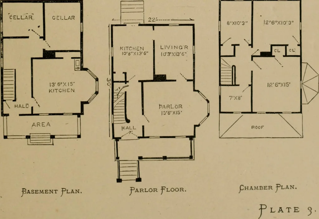 An illustration from Home building. A reliable book of facts, relative to building, living, materials, costs, at about 400 places from New York to San Francisco. Containing 42 plates and 45 original designs of buildings .., 1877, leaf 28