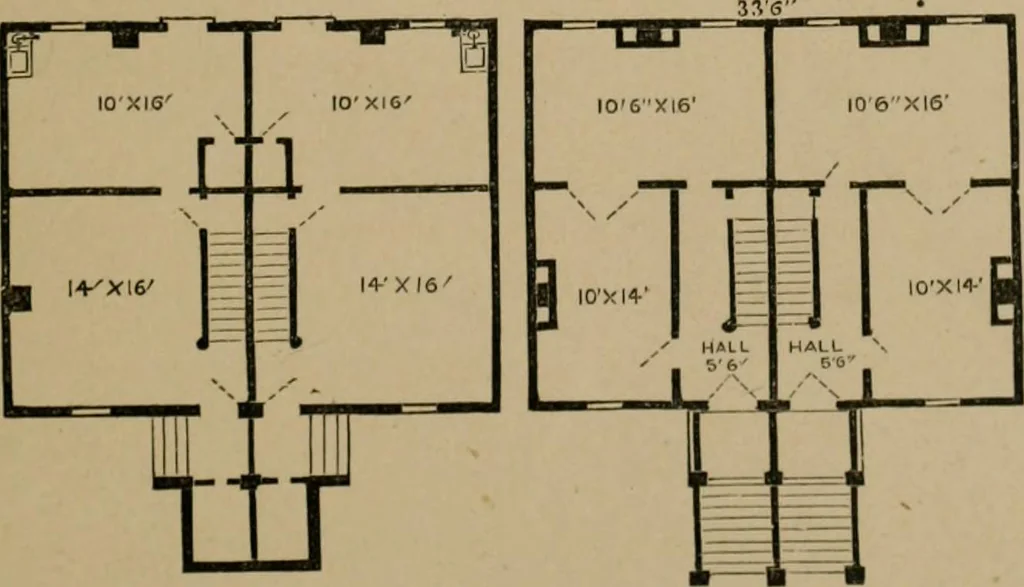 An illustration from Home building. A reliable book of facts, relative to building, living, materials, costs, at about 400 places from New York to San Francisco. Containing 42 plates and 45 original designs of buildings .., 1877, leaf 32