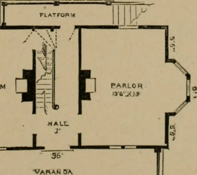 An illustration from Home building. A reliable book of facts, relative to building, living, materials, costs, at about 400 places from New York to San Francisco. Containing 42 plates and 45 original designs of buildings .., 1877, leaf 36