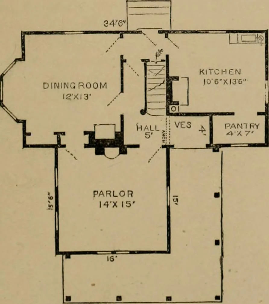 An illustration from Home building. A reliable book of facts, relative to building, living, materials, costs, at about 400 places from New York to San Francisco. Containing 42 plates and 45 original designs of buildings .., 1877, leaf 40