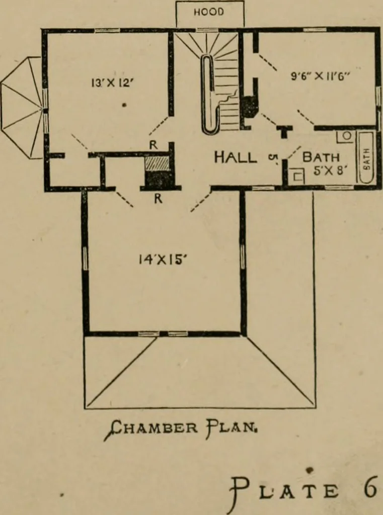 An illustration from Home building. A reliable book of facts, relative to building, living, materials, costs, at about 400 places from New York to San Francisco. Containing 42 plates and 45 original designs of buildings .., 1877, leaf 40