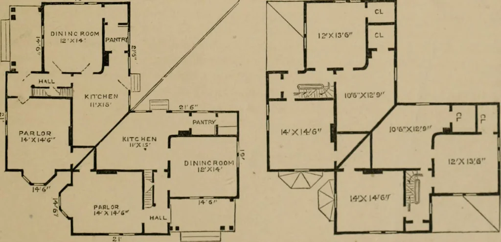 An illustration from Home building. A reliable book of facts, relative to building, living, materials, costs, at about 400 places from New York to San Francisco. Containing 42 plates and 45 original designs of buildings .., 1877, leaf 48
