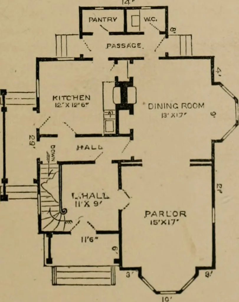 An illustration from Home building. A reliable book of facts, relative to building, living, materials, costs, at about 400 places from New York to San Francisco. Containing 42 plates and 45 original designs of buildings .., 1877, leaf 52
