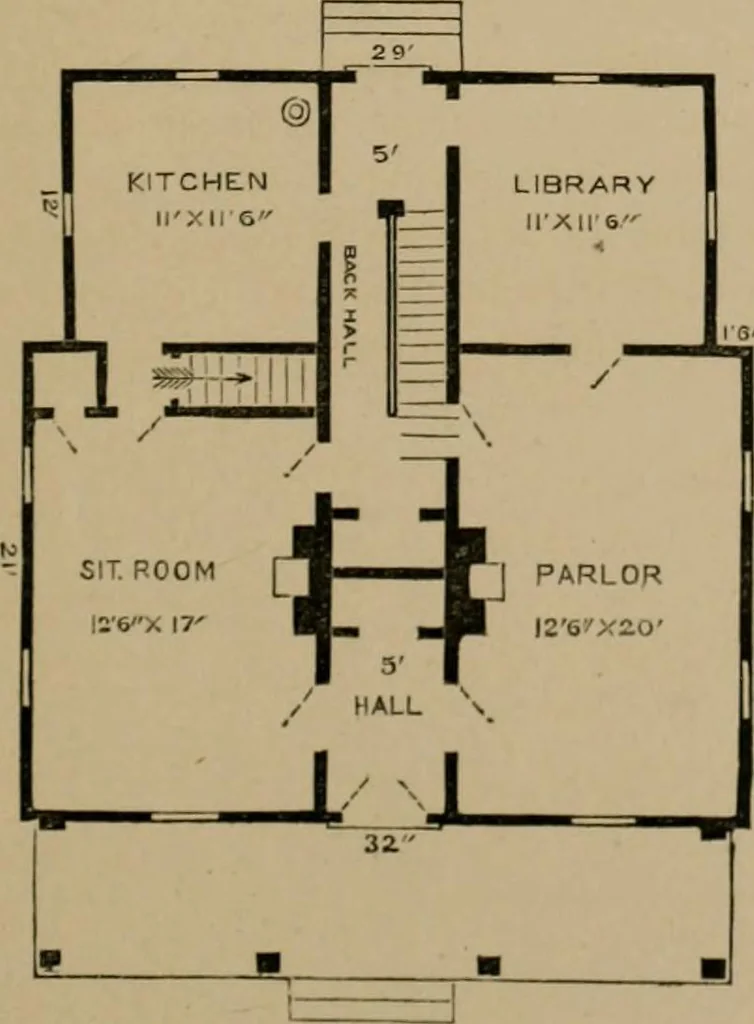 An illustration from Home building. A reliable book of facts, relative to building, living, materials, costs, at about 400 places from New York to San Francisco. Containing 42 plates and 45 original designs of buildings .., 1877, leaf 56