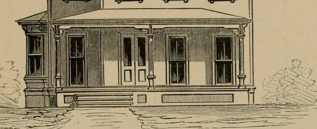 An illustration from Home building. A reliable book of facts, relative to building, living, materials, costs, at about 400 places from New York to San Francisco. Containing 42 plates and 45 original designs of buildings .., 1877, leaf 60