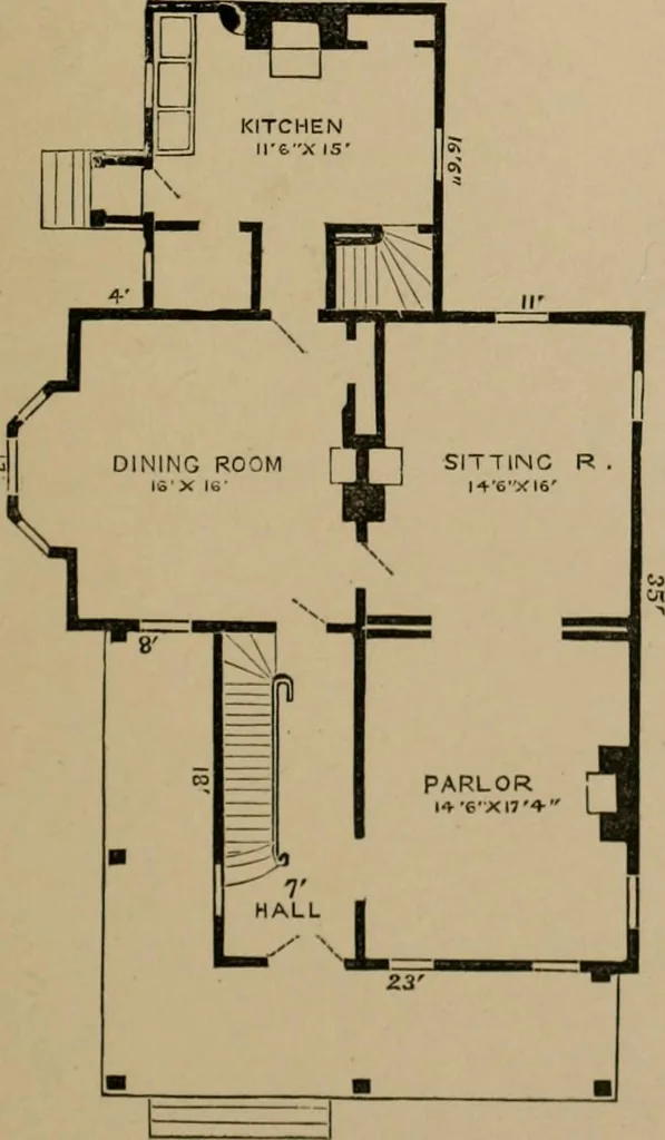 An illustration from Home building. A reliable book of facts, relative to building, living, materials, costs, at about 400 places from New York to San Francisco. Containing 42 plates and 45 original designs of buildings .., 1877, leaf 60