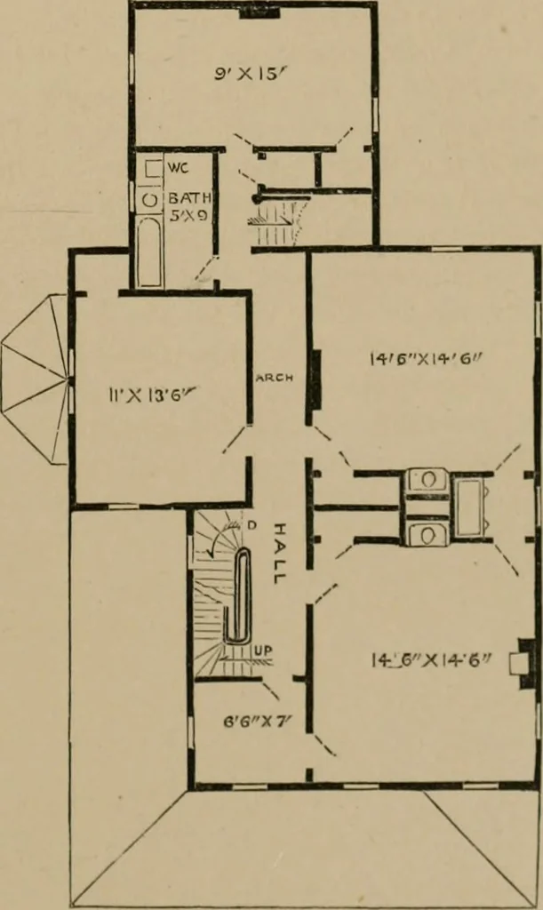 An illustration from Home building. A reliable book of facts, relative to building, living, materials, costs, at about 400 places from New York to San Francisco. Containing 42 plates and 45 original designs of buildings .., 1877, leaf 60