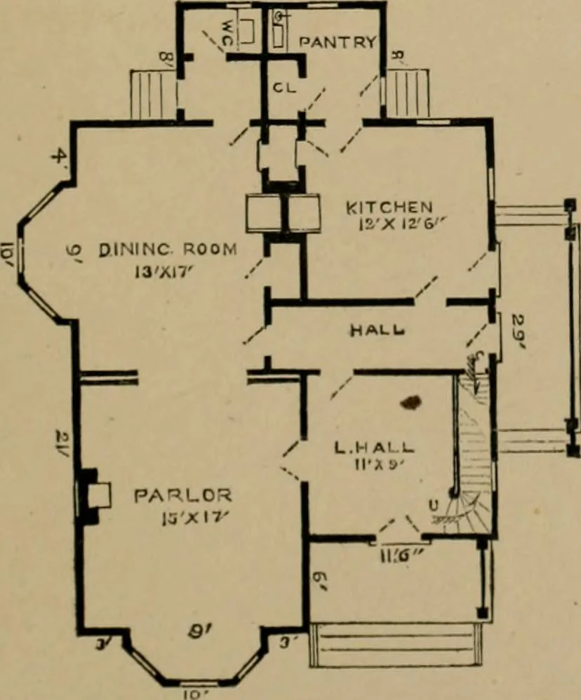 An illustration from Home building. A reliable book of facts, relative to building, living, materials, costs, at about 400 places from New York to San Francisco. Containing 42 plates and 45 original designs of buildings .., 1877, leaf 68